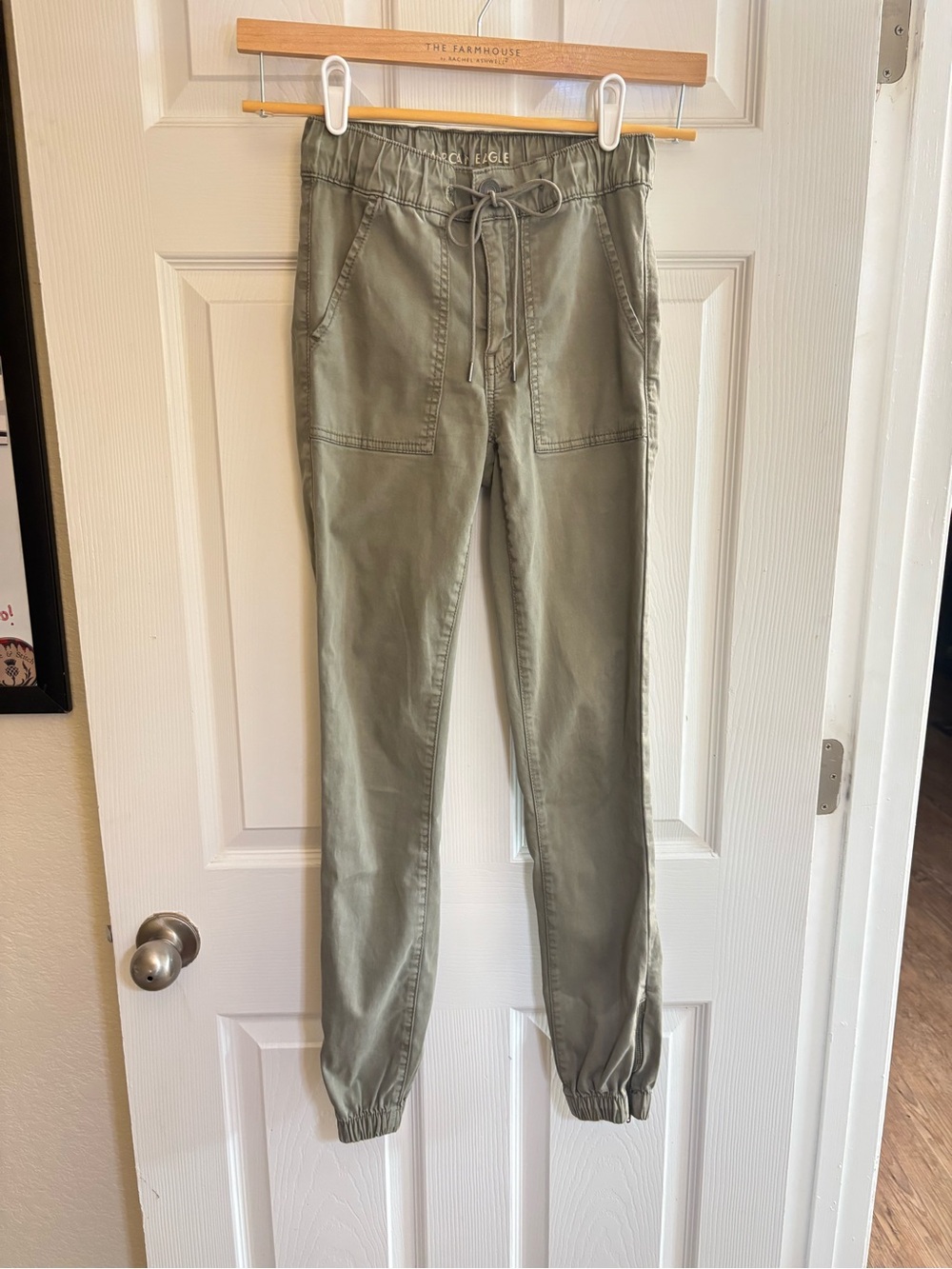 American Eagle Olive Drawstring Utility Joggers
